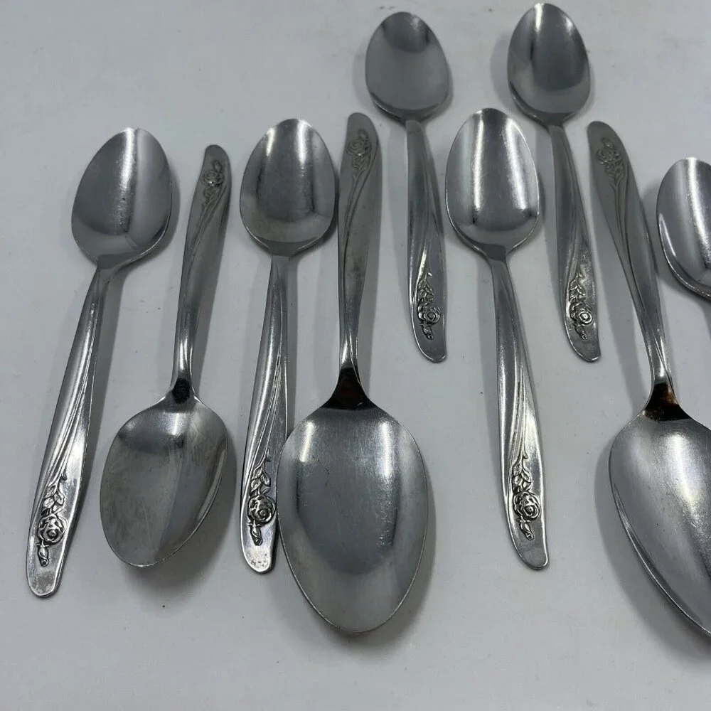 Oneida‎ Roseanne Flatware 2 Oval Soup Spoon 9 Teaspoon Set Stainless